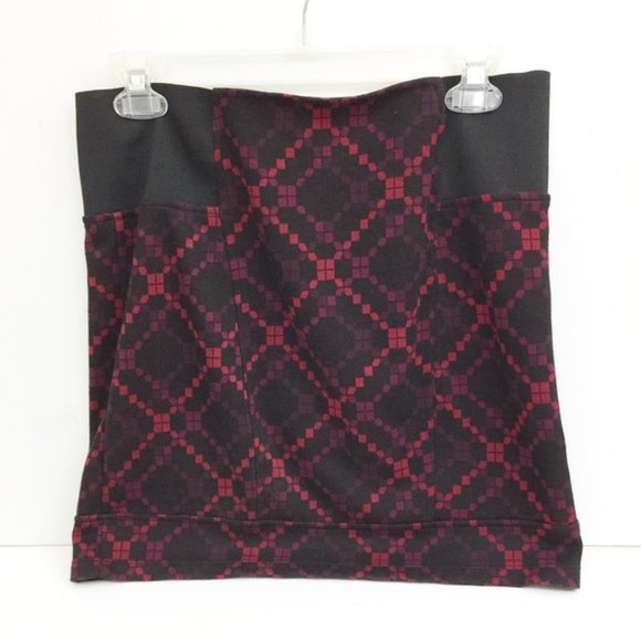 Free People Womens Mini Skirt Red Black Stretch M - Picture 4 of 7